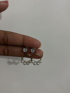 Pearl &amp; Rhinestone Hoop Earrings
