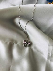 Pink Bow Pendant Necklace