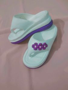 Cute White & Purple Flipflops