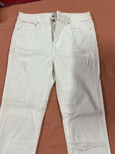 White Denim Ripped Jeans