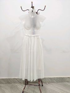White Pleated Midi Skirt