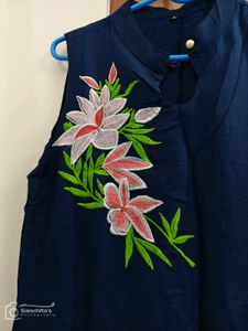 Navy Floral Sleeveless Dress