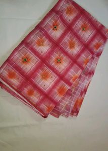 Elegant Pink Checked Saree