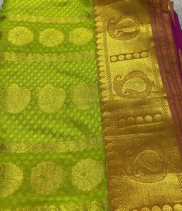 Green &amp; Gold Kanjivaram Silk Saree