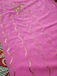 Elegant Pink Embellished Saree