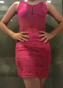 Imported Hot Pink Velvet Mini Dress