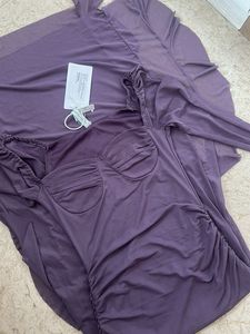 NEWME - Purple Sweetheart Neck Dress With Ruffle💜