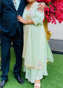Mint Green Embroidered Sharara Kameez