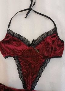 Burgundy Velvet bodysuit