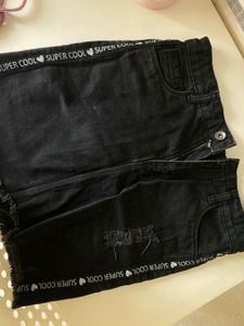 Black 'Super Cool' Denim Mini Skirt