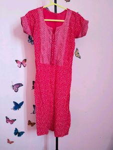 Dark Rose Polka Dot Kurti
