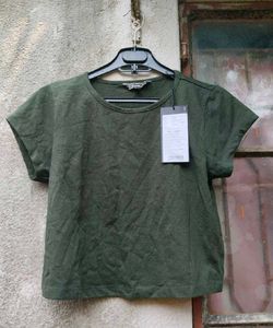 Roadster 2 Crop T-Shirt Combo Orange &amp; Olive Green