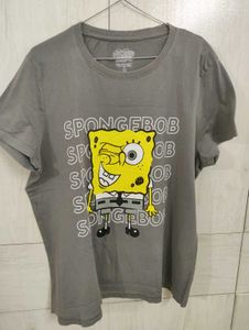 SpongeBob Graphic Oversized Tee – Grey