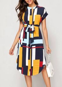 ELEGANT PRINTED SHIRT STYLE DRESS FOR WOMEN