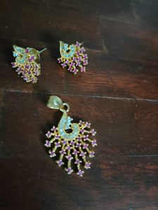 AD Stone Pendant With Earrings