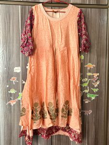 Peach Printed Kurta