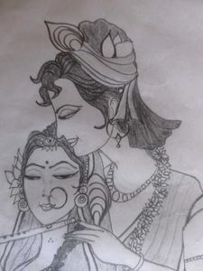Krishna Painting+ Sketch(Radha Krishn
