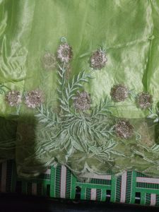 Stone And Thread Work Parrot Green Gown