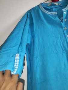 Blue Embroidered Top