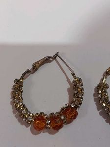 Sparkling Orange Hoop Earrings