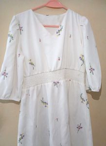 Floral Embroidered White Dress
