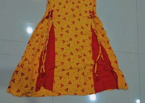 Stylish Yellow &amp; Red Cotton dress