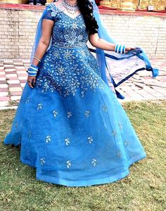 Blue Embellished Ethnic Gown