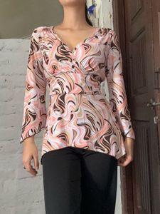 Vintage Swirl Print Top Y2k