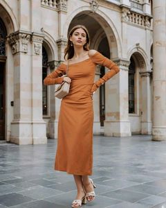Chic Brown Midi Dress