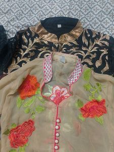 2 Kurti Embroidered Beautiful Golden And Fulkari