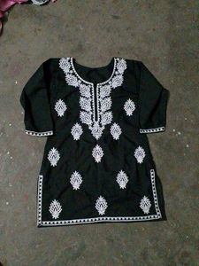 Embroidered Black Kurti Top