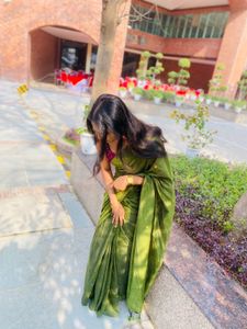 Green Mirror Work Saree