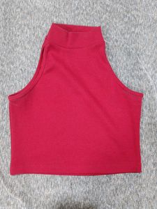 Red High Neck Top