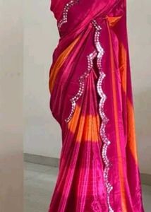 Elegant Pink & Orange Saree
