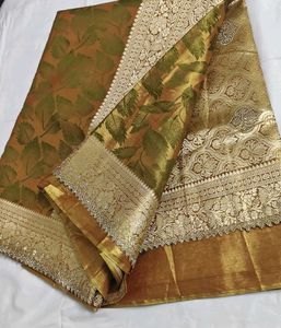 Bridal tissue Silk Saree with Swarovski work