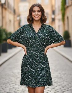 Green Printed  Dress