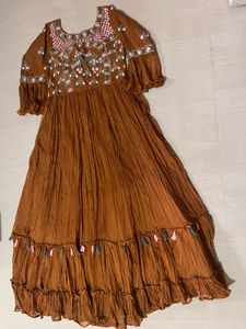 Boho Embroidered Brown Dress