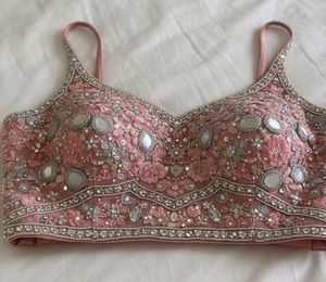 Designer Peach-Pink Embroidered Heavy Lehenga Set
