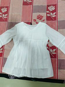 White Embroidered Top with Bell Sleeves