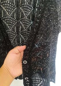 Vintage Black Knit Cardigan