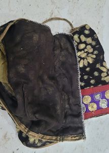 Designer Party Wear Black Cream Saree