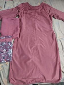 ISHIN Elegant Mauve Kurta Set with Dupatta