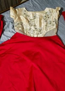 Red And Cream Anarkali Kurta Set