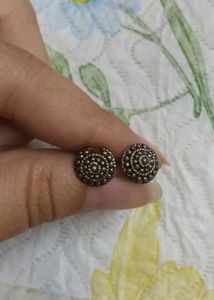 Oxidized Silver Stud Earrings