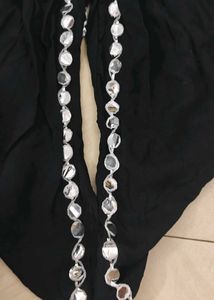 Black mirror-embellished top and bottom set