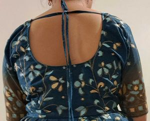 Blue Floral Print Midi Dress