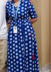 Blue Polka Dot Maxi Dress