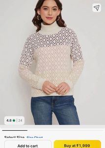 Patterned Turtleneck Sweater