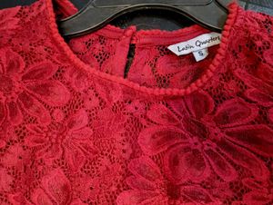 Red Lace Midi Dress