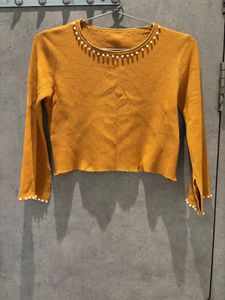 Mustard Yellow Pearl Embellished Top🌸🌸🌸